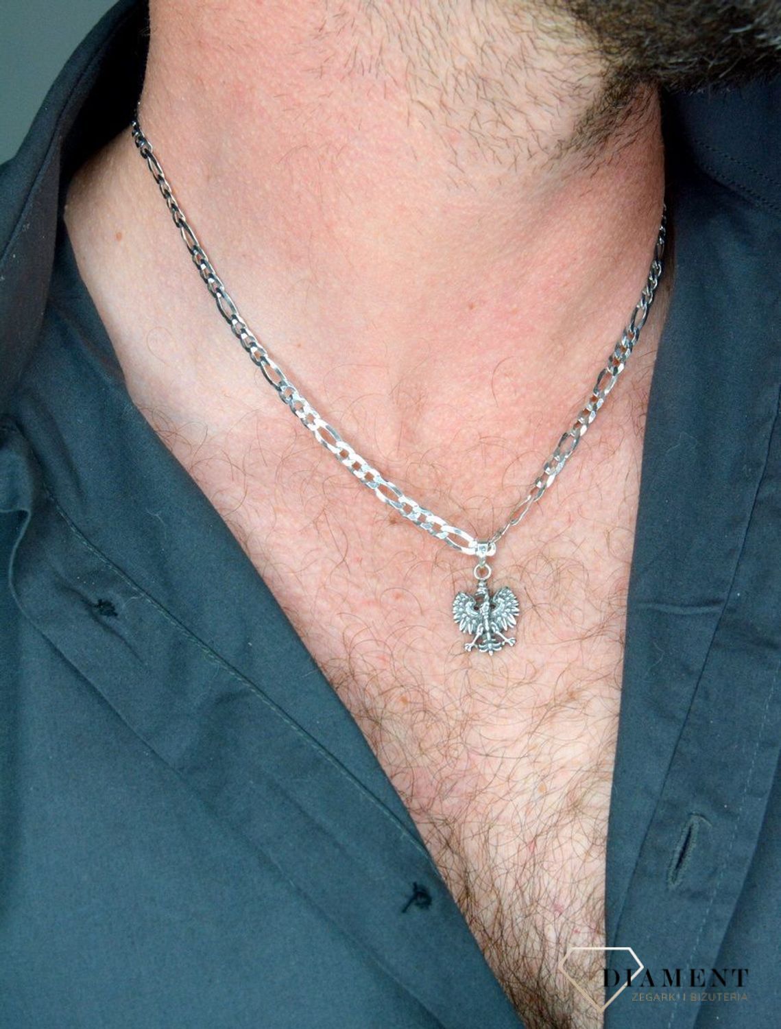 Łańcuszek srebrny rodowany 925 figaro DIA-LAN-565165R-120-925  (1).jpg